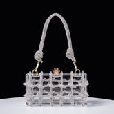 Boîte de rangement transparente Alec, corde tressée artisanale, petit sac carré, sacs à main sous les bras